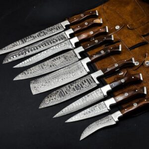 Chef Set, Hand Forged Kitchen Knife Set, Handmade Damascus Steel Chef Knife Set, Kitchen Use Set, Damascus Set, Anniversary Gifts, Best Gift