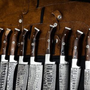 Chef Set, Hand Forged Kitchen Knife Set, Handmade Damascus Steel Chef Knife Set, Kitchen Use Set, Damascus Set, Anniversary Gifts, Best Gift