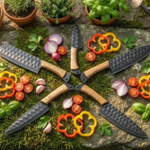 Hand Forged Damascus Steel Chef Knife Set, Kitchen Knives | Chef Knive Set, Handmade 5 Pcs Luxury Damascus Knife