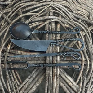 Handmade Medieval Viking Utensil Set with Leather Sheath